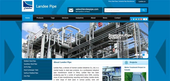 钢管外贸网站建设案例: 厦门兰地钢管有限公司